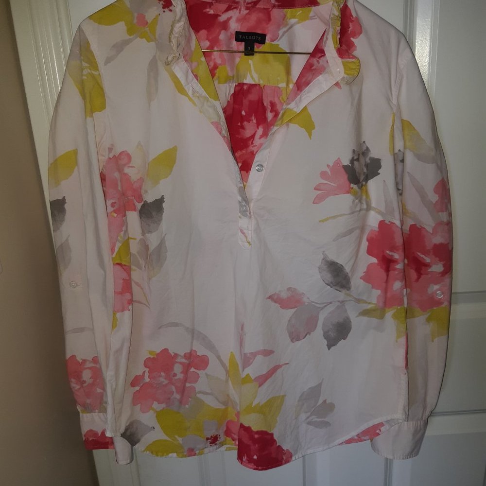 Talbots flowered cotton blouse